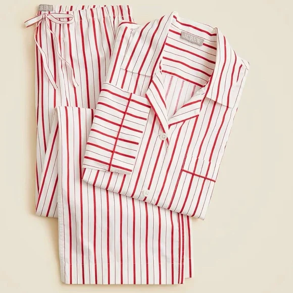 J.Crew • 100% Cotton Striped Pajama Set Medium Red White Lounge Set
